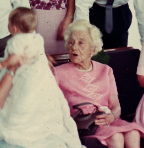 close up of Oma at the christening